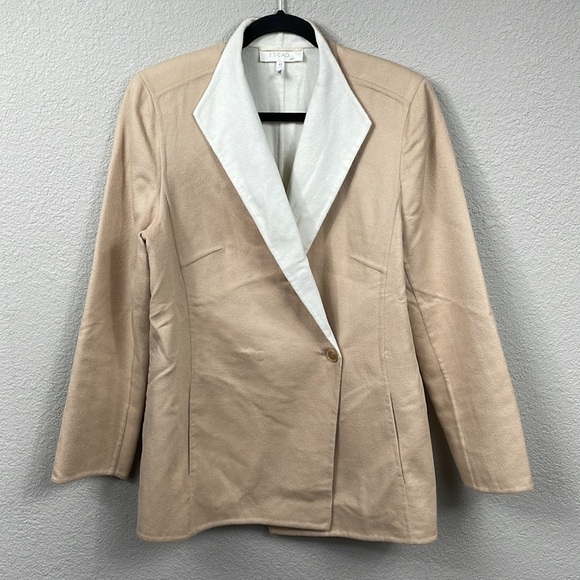 Escada Timeless Evening Jacket Angora Rabbit Wool Cashgora Tan White Sz 42 - Picture 1 of 9
